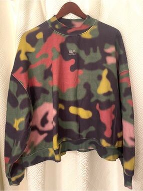 Melody Ehsani Multicolor Camo Pullover Crewneck Sweatshirt Size XL